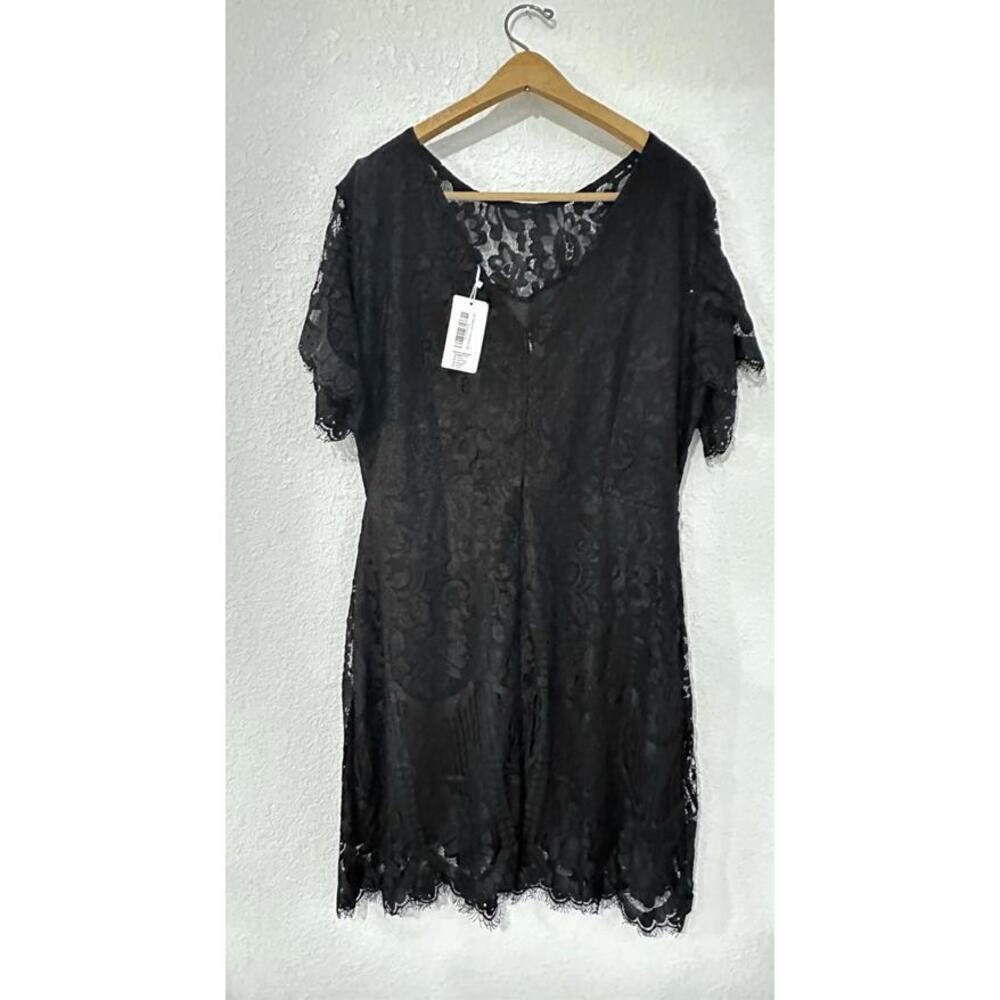 MSLG Black Lace Wedding Guest Dress Short V-Back Zipper Closure Women's XXL -NEW - Picture 4 of 9